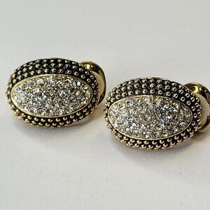 Gold and Crystal Clip On earrings